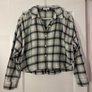 Madewell Flannel Dolman Crop (Long-Sleeve) Shirt in Plaid (M)